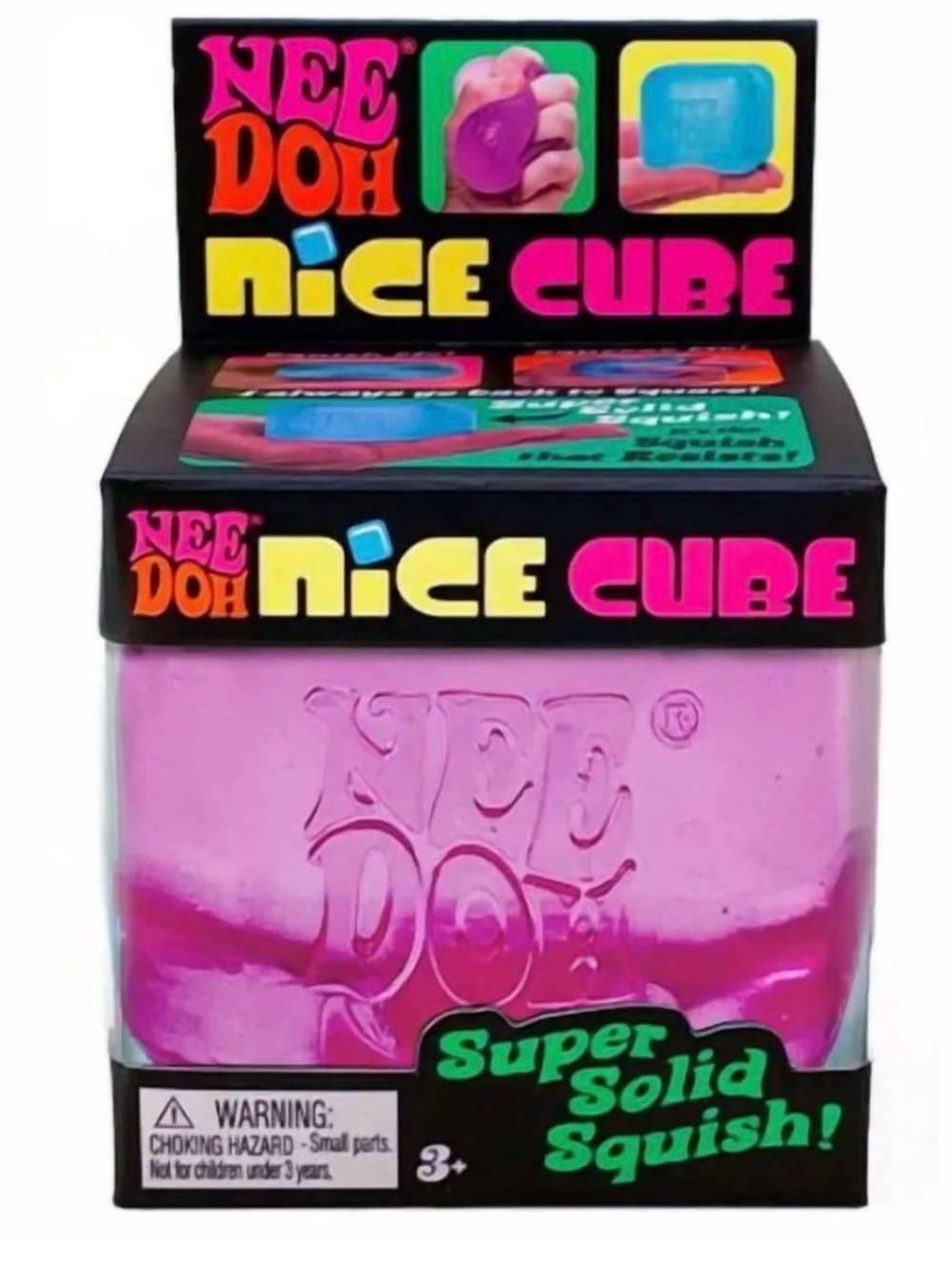 Nee Doh Nice Cube Super Solid Squish Toy — Pink